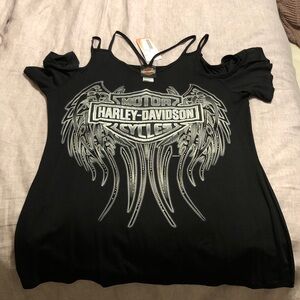 Harley-Davidson Black and Silver Women's Camisole